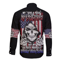 My Give A F Reaper Flag Long Sleeve Button Shirt - Wonder Print Shop