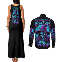 In A World Full Of Princesses Be A Witch Halloween Couples Matching Tank Maxi Dress and Long Sleeve Button Shirt - Wonder Print Shop