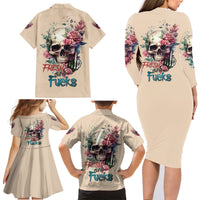 Fresh Out Of F Watercolor Skull Family Matching Long Sleeve Bodycon Dress and Hawaiian Shirt - Wonder Print Shop