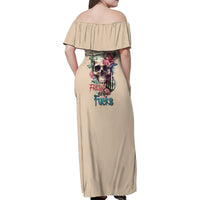 Fresh Out Of F Watercolor Skull Family Matching Off Shoulder Maxi Dress and Hawaiian Shirt - Wonder Print Shop