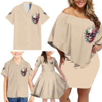 Fresh Out Of F Watercolor Skull Family Matching Off Shoulder Short Dress and Hawaiian Shirt - Wonder Print Shop