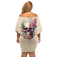 Fresh Out Of F Watercolor Skull Family Matching Off Shoulder Short Dress and Hawaiian Shirt - Wonder Print Shop