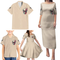Fresh Out Of F Watercolor Skull Family Matching Puletasi Dress and Hawaiian Shirt - Wonder Print Shop