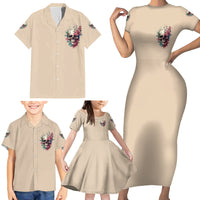 Fresh Out Of F Watercolor Skull Family Matching Short Sleeve Bodycon Dress and Hawaiian Shirt - Wonder Print Shop