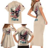 Fresh Out Of F Watercolor Skull Family Matching Short Sleeve Bodycon Dress and Hawaiian Shirt - Wonder Print Shop