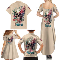 Fresh Out Of F Watercolor Skull Family Matching Summer Maxi Dress and Hawaiian Shirt - Wonder Print Shop