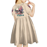Fresh Out Of F Watercolor Skull Kid Short Sleeve Dress - Wonder Print Shop
