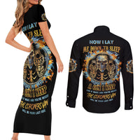 Now I Lay Me Down To Sleep Couples Matching Short Sleeve Bodycon Dress and Long Sleeve Button Shirt - Wonder Print Shop