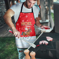 Turkey Christmas Apron with Santa on Horse Red Snowflake Pattern and Crescent Star - Wonder Print Shop