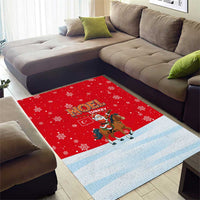 Turkey Christmas Area Rug with Santa on Horse Red Snowflake Pattern and Crescent Star - Wonder Print Shop