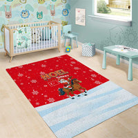 Turkey Christmas Area Rug with Santa on Horse Red Snowflake Pattern and Crescent Star - Wonder Print Shop