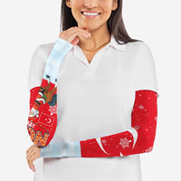 Turkey Christmas Arm Sleeves with Santa on Horse Red Snowflake Pattern and Crescent Star - Wonder Print Shop