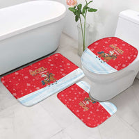 Turkey Christmas Bathroom Set with Santa on Horse Red Snowflake Pattern and Crescent Star - Wonder Print Shop