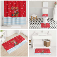 Turkey Christmas Bathroom Set with Santa on Horse Red Snowflake Pattern and Crescent Star - Wonder Print Shop