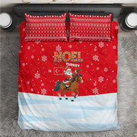 Turkey Christmas Bedding Set with Santa on Horse Red Snowflake Pattern and Crescent Star - Wonder Print Shop
