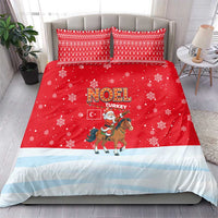 Turkey Christmas Bedding Set with Santa on Horse Red Snowflake Pattern and Crescent Star - Wonder Print Shop