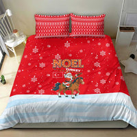 Turkey Christmas Bedding Set with Santa on Horse Red Snowflake Pattern and Crescent Star - Wonder Print Shop