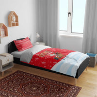 Turkey Christmas Bedding Set with Santa on Horse Red Snowflake Pattern and Crescent Star - Wonder Print Shop