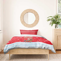 Turkey Christmas Bedding Set with Santa on Horse Red Snowflake Pattern and Crescent Star - Wonder Print Shop