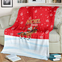 Turkey Christmas Blanket with Santa on Horse Red Snowflake Pattern and Crescent Star - Wonder Print Shop