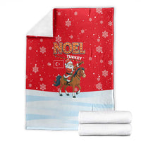 Turkey Christmas Blanket with Santa on Horse Red Snowflake Pattern and Crescent Star - Wonder Print Shop