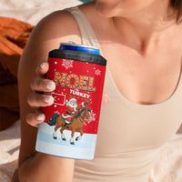 Turkey Christmas 4 in 1 Can Cooler Tumbler with Santa on Horse Red Snowflake Pattern and Crescent Star - Wonder Print Shop