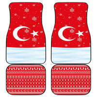 Turkey Christmas Car Mats with Santa on Horse Red Snowflake Pattern and Crescent Star - Wonder Print Shop