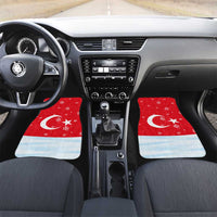 Turkey Christmas Car Mats with Santa on Horse Red Snowflake Pattern and Crescent Star - Wonder Print Shop