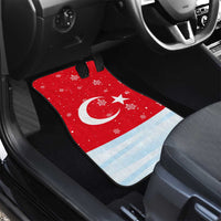 Turkey Christmas Car Mats with Santa on Horse Red Snowflake Pattern and Crescent Star - Wonder Print Shop