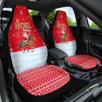 Turkey Christmas Car Seat Cover with Santa on Horse Red Snowflake Pattern and Crescent Star - Wonder Print Shop