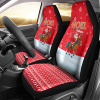 Turkey Christmas Car Seat Cover with Santa on Horse Red Snowflake Pattern and Crescent Star - Wonder Print Shop