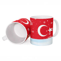 Turkey Christmas Ceramic Mug with Santa on Horse Red Snowflake Pattern and Crescent Star - Wonder Print Shop