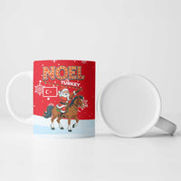 Turkey Christmas Ceramic Mug with Santa on Horse Red Snowflake Pattern and Crescent Star - Wonder Print Shop