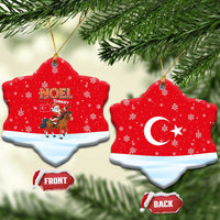 Turkey Christmas Ceramic Ornament with Santa on Horse Red Snowflake Pattern and Crescent Star - Wonder Print Shop