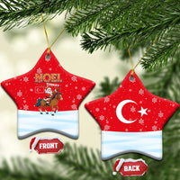 Turkey Christmas Ceramic Ornament with Santa on Horse Red Snowflake Pattern and Crescent Star - Wonder Print Shop