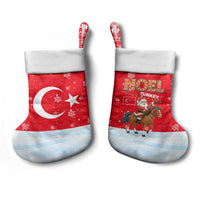 Turkey Christmas Stocking with Santa on Horse Red Snowflake Pattern and Crescent Star - Wonder Print Shop