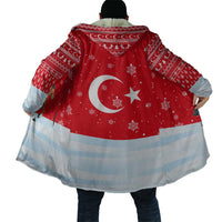 Turkey Christmas Cloak with Santa on Horse Red Snowflake Pattern and Crescent Star - Wonder Print Shop