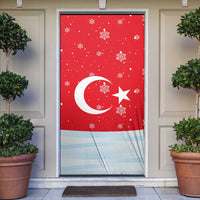 Turkey Christmas Door Cover with Santa on Horse Red Snowflake Pattern and Crescent Star - Wonder Print Shop