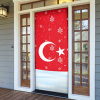 Turkey Christmas Door Cover with Santa on Horse Red Snowflake Pattern and Crescent Star - Wonder Print Shop