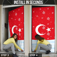 Turkey Christmas Door Cover with Santa on Horse Red Snowflake Pattern and Crescent Star - Wonder Print Shop