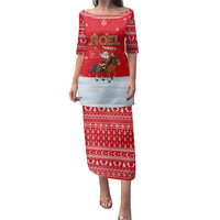 Turkey Christmas Family Matching Puletasi and Hawaiian Shirt with Santa on Horse Red Snowflake Pattern and Crescent Star - Wonder Print Shop