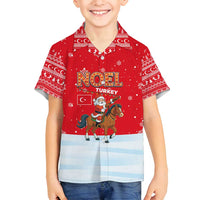 Turkey Christmas Family Matching Puletasi and Hawaiian Shirt with Santa on Horse Red Snowflake Pattern and Crescent Star - Wonder Print Shop