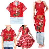 Turkey Christmas Family Matching Tank Maxi Dress and Hawaiian Shirt with Santa on Horse Red Snowflake Pattern and Crescent Star - Wonder Print Shop
