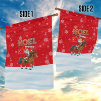Turkey Christmas Garden Flag with Santa on Horse Red Snowflake Pattern and Crescent Star - Wonder Print Shop
