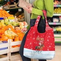 Turkey Christmas Grocery Bag with Santa on Horse Red Snowflake Pattern and Crescent Star - Wonder Print Shop