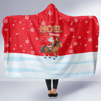 Turkey Christmas Hooded Blanket with Santa on Horse Red Snowflake Pattern and Crescent Star - Wonder Print Shop