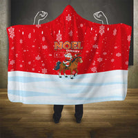 Turkey Christmas Hooded Blanket with Santa on Horse Red Snowflake Pattern and Crescent Star - Wonder Print Shop