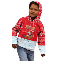 Turkey Christmas Kid Hoodie with Santa on Horse Red Snowflake Pattern and Crescent Star - Wonder Print Shop