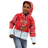 Turkey Christmas Kid Hoodie with Santa on Horse Red Snowflake Pattern and Crescent Star - Wonder Print Shop