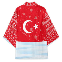 Turkey Christmas Kimono with Santa on Horse Red Snowflake Pattern and Crescent Star - Wonder Print Shop